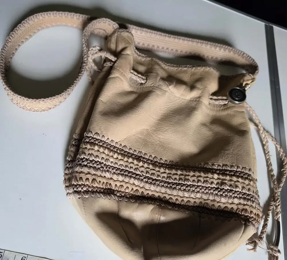 The Sak Leather Women's Crochet Trim Medium Hobo Beige Bag